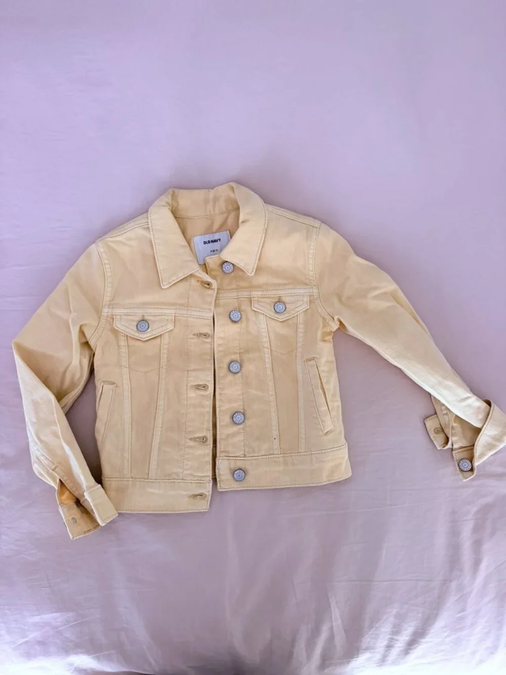 Old Navy Girls Butter Yellow Denim Jacket Size S (6-7) Like New